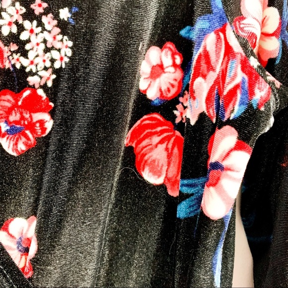 H&M Long Sleeve Floral Velvet Dress w/ Waist Belt - Picture 4 of 11